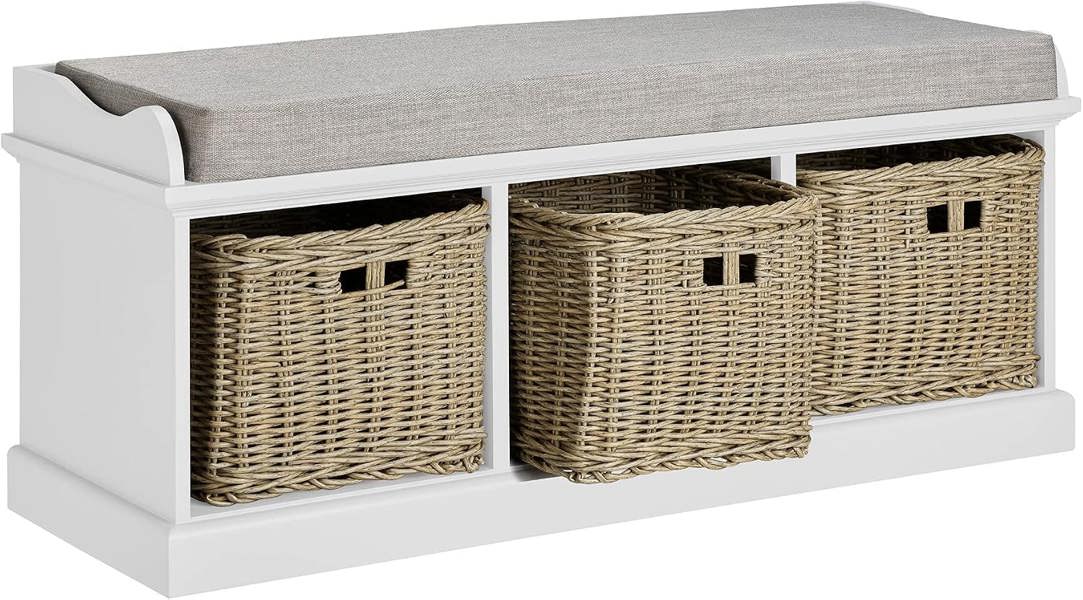 Statement Furniture Tetbury Large Hallway Set with Strong Storage Baskets and Cushion Seat
