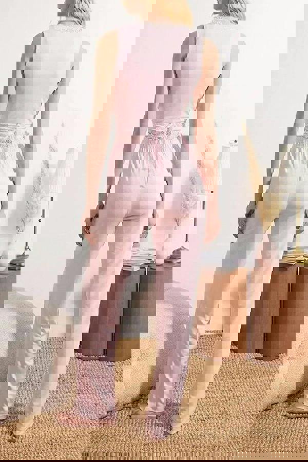 WOVCOR 2-Piece Wrap-Around Viscose Knit Pajama Set with Lace Details