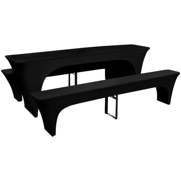 Berkfield 3 Slipcovers for Beer Table and Benches Stretch Black 220 x 70 x 80 cm