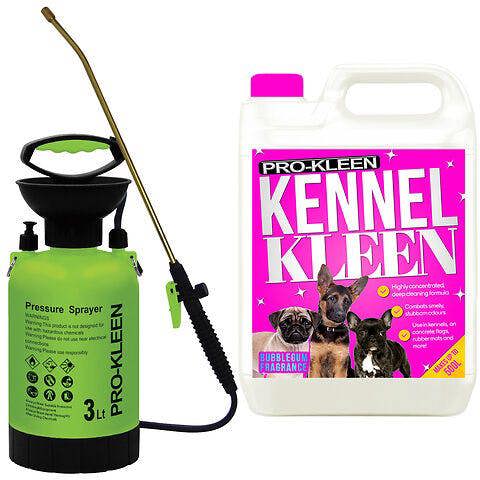 ProKleen Pro-Kleen 3L Pump Sprayer with Pro-Kleen 5L Kennel Kleen Bubblegum For Catteries, Hutches, Aviaries, Patios, Artificial Grass