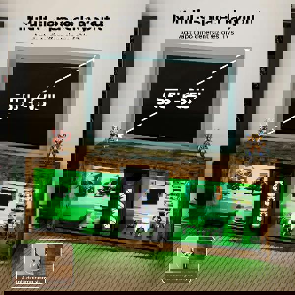 Levede TV Unit Stand Cabinet Glass Display Shelves with RGB LED Lights 140cm