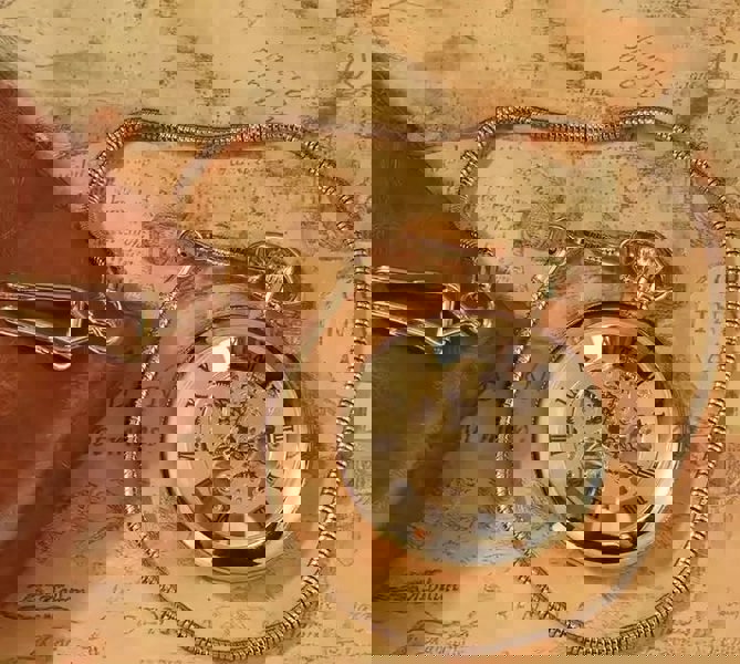 TruClothing Mechanical Skeleton Open Face Pocket Watch