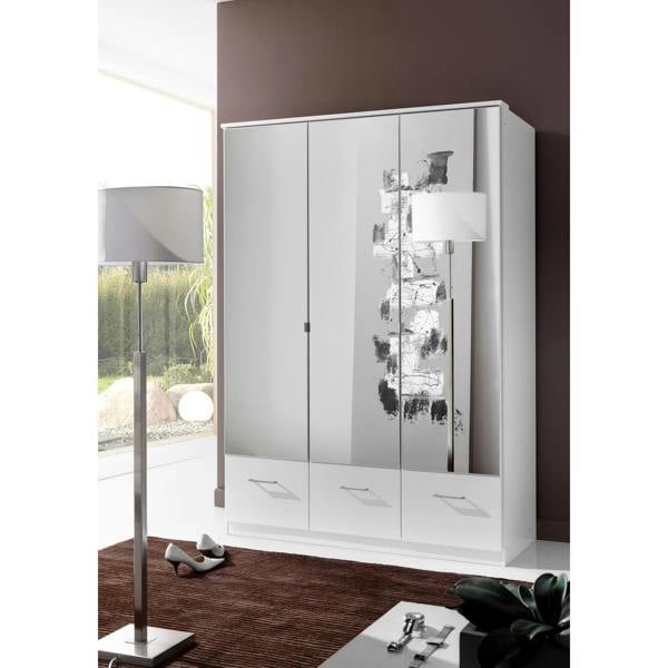Imago  White 3 Door 3 Drawer Wardrobe