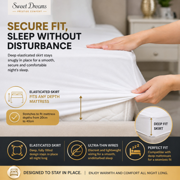 Sweet Dreams Electric Blanket King Size - Plush Fleece Quilted - 10 Timer & 9 Heat Settings - Overheat Protection