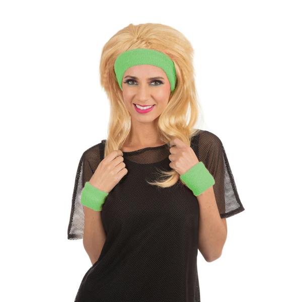 Bristol Novelty Unisex Adults 80s Headband Wristband Set - Green - 