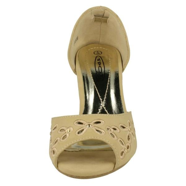 Spot On Ladies Spot On Peep Toe Slip On Court Shoe