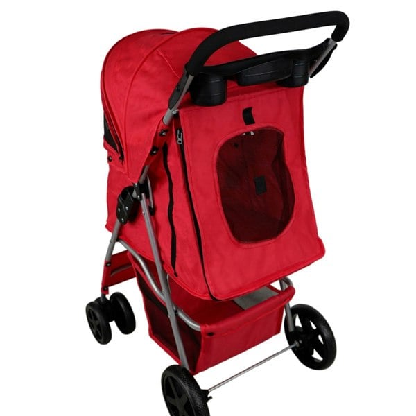 Monstershop Pet Stroller with Rain Cover – Red