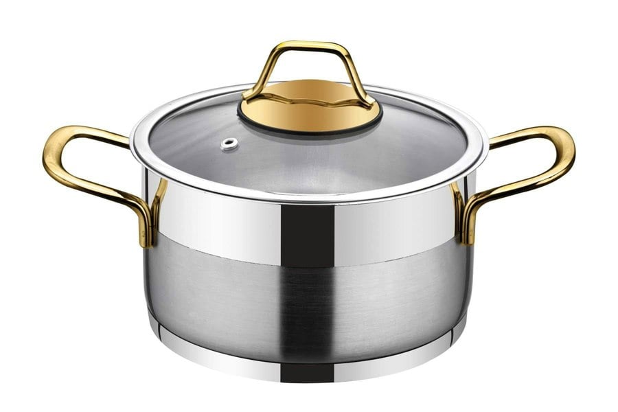 Rozi Luna Collection 6-piece Stainless Steel Mini Cookware Set (Gold Handles)