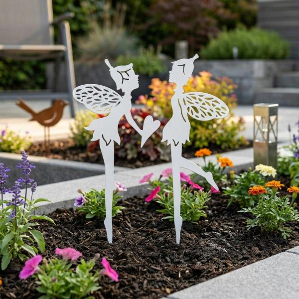 Garden Greatness Duo Blanc Fairy Decorative Garden Stakes