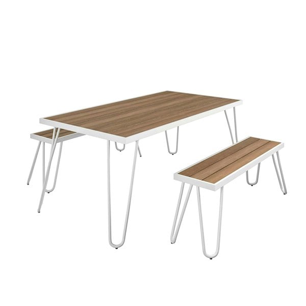 Dorel Home Paulette Table and Bench Set in White
