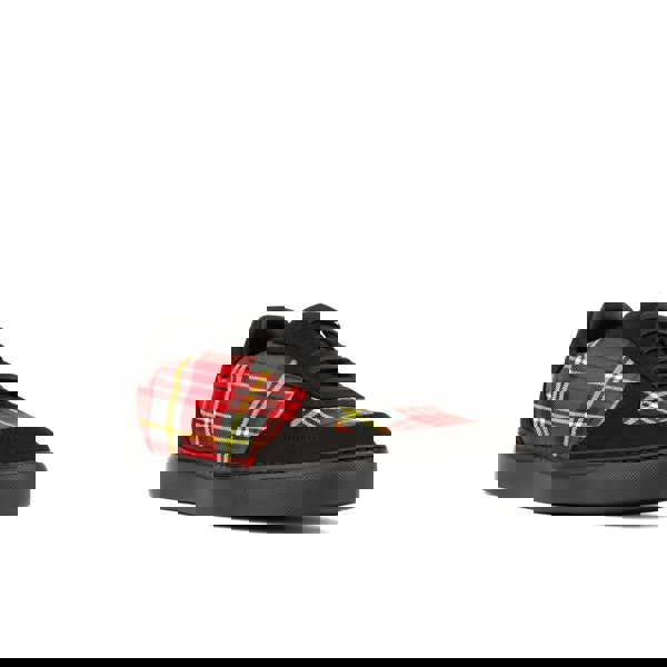 Embassy London Strada - Black & Red Tartan - Men's Tartan Leather & Suede Trainer