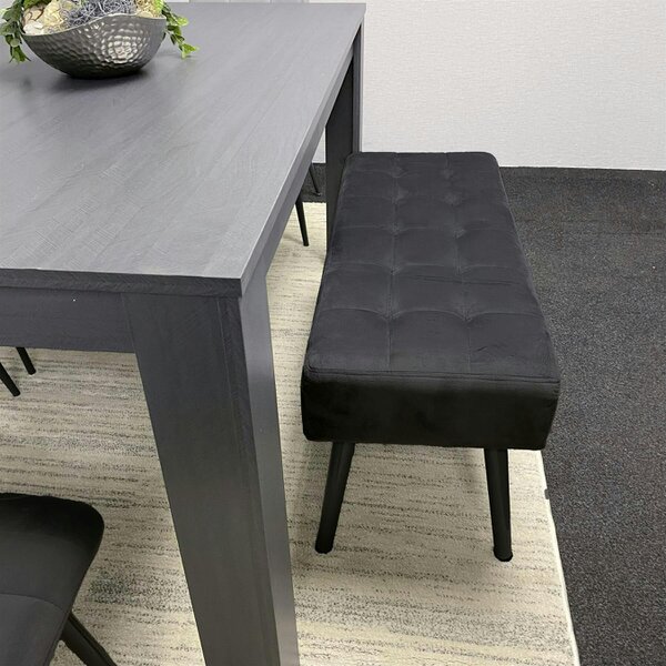 Kosy Koala Modern Dark Grey Dining Table Set with 4 Black Velvet Chairs And 1 Black Bench