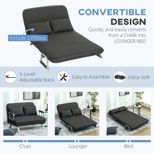 Wyld Haus Fiyo Fabric Dark Grey 2 Seater Click Clack Sofa Bed