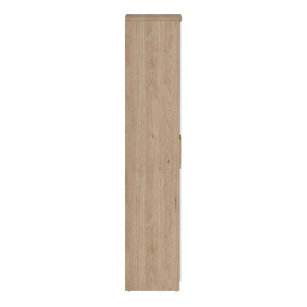 Wyld Haus Budapest White and Natural Oak Effect Wood Shoe Cabinet 4 Doors 1 Drawers