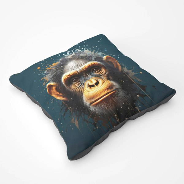 Warren Reed Splashart Realistic Monkey Face Floor Cushion