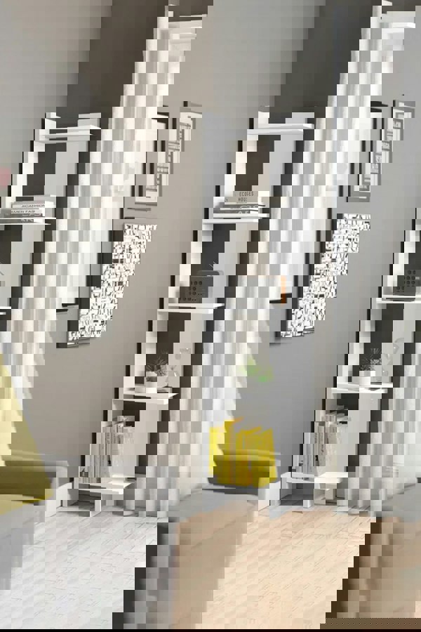 Living and Home 5 Tier Regin Wood Corner Bookcase