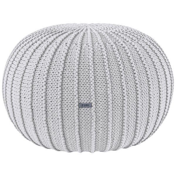 Knitted pouffe, Large | LIGHT GREY - Zuri House
