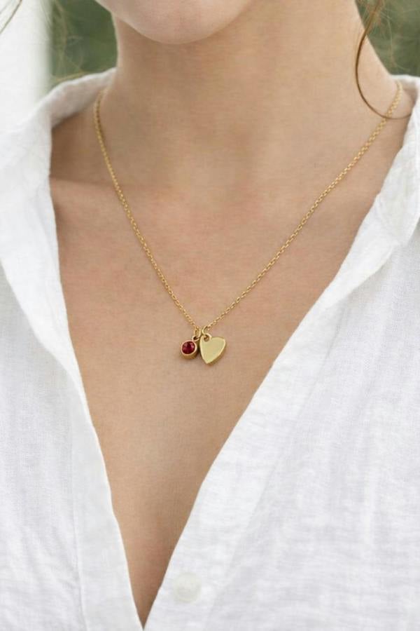 SVNX Mini Heart & Janurary Birthstone Necklace in Gold - Gift Boxed