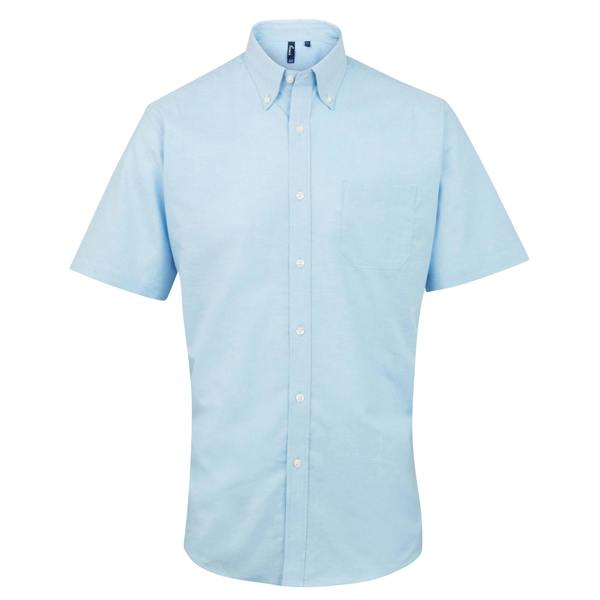 Premier Mens Signature Oxford Short Sleeve Work Shirt - Light Blue