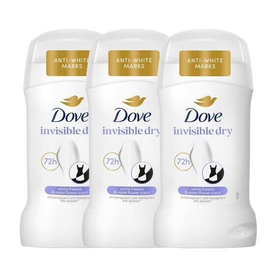 Dove Invisible Dry Anti-Perspirant Deo Stick 50ml 3 Pack, 72H Sweat Protection