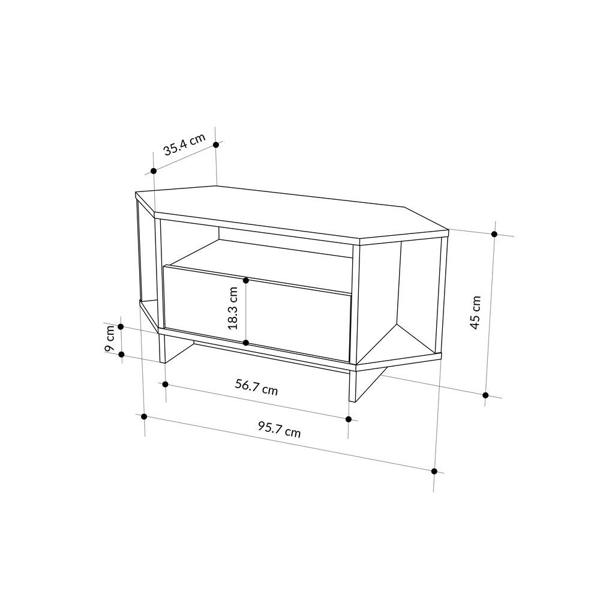 Decortie Modern Viva Corner TV Unit Shelf up to 36 Inch TVs Push to Open Storage Cabinet, 3 Open Shelf Media Centre 95.7(W)cm