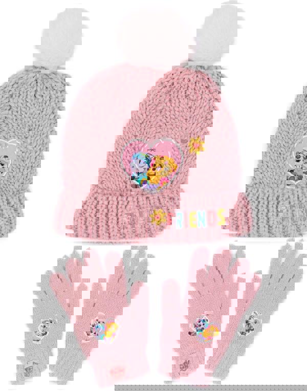 Paw Patrol Girls Pink Beanie and Scarf Set (One Size)