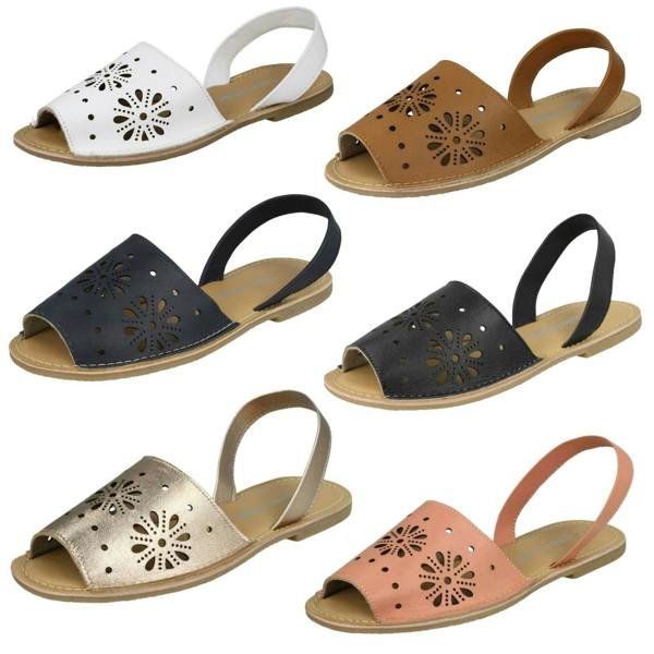 Leather Collection Ladies Leather Collection Flower Design Mules