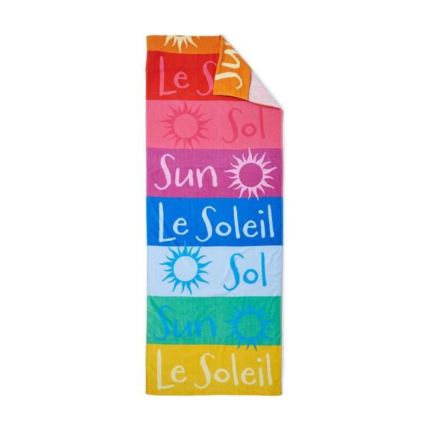 Catherine Lansfield Block Stripe Cotton Beach Sun Lounger Towel Bright