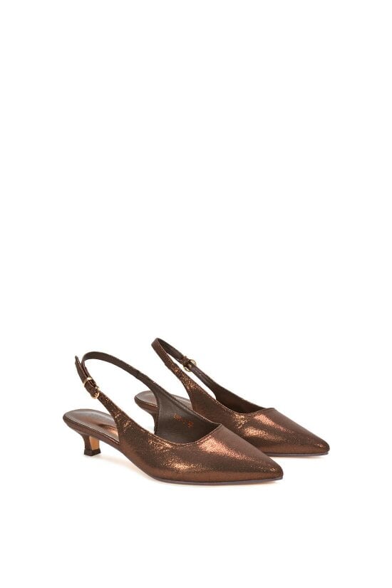 XY LONDON Slingback Kitten Heel Court Shoes With Pointed Toe