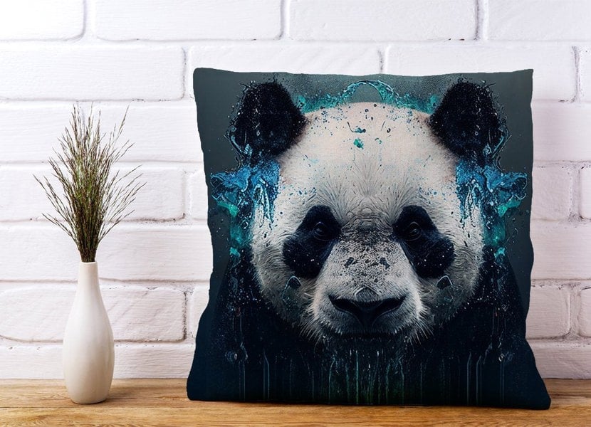 Warren Reed Panda Face Splashart Dark Background Cushions