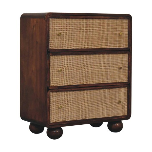 Artisan Furniture Solid Wood Chestnut Woven Chest, 3 Drawers, Brown