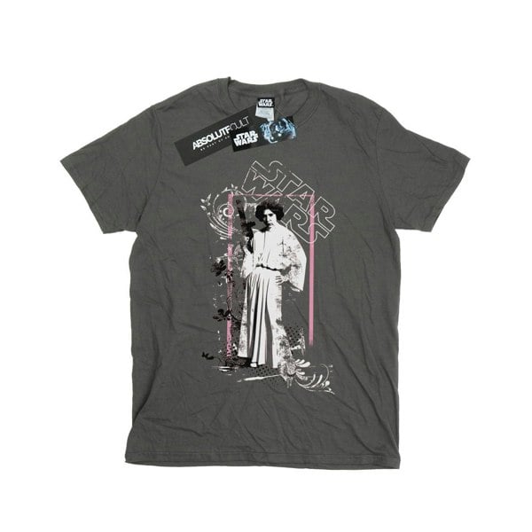 Star Wars Girls Princess Leia Distressed Cotton T-Shirt - Charcoal