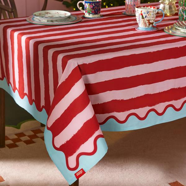 Eleanor Bowmer Stripe Cotton Table Cloth Red
