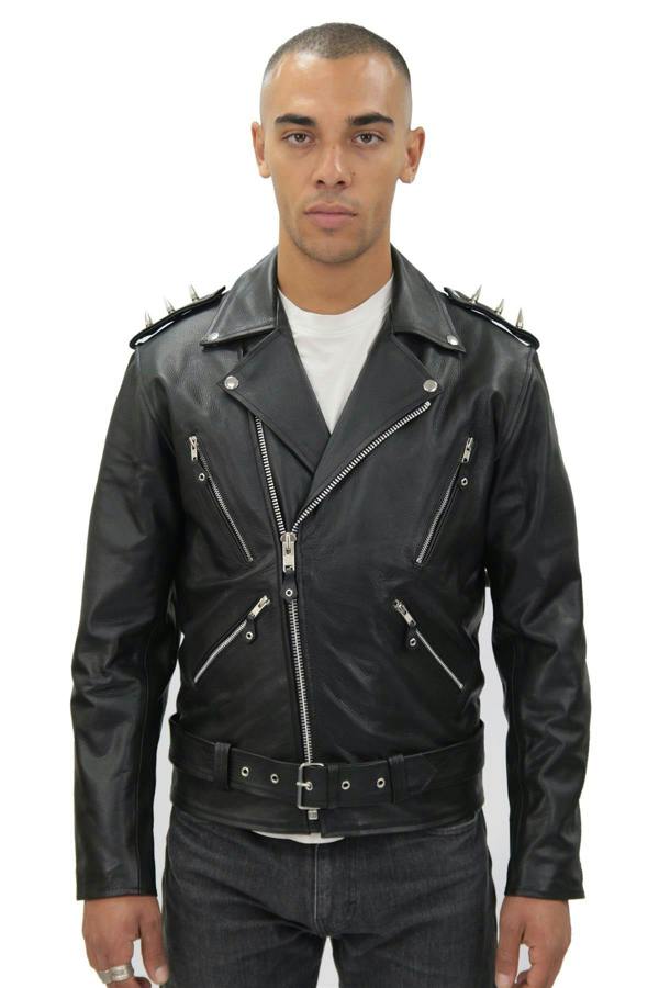Infinity Leather Men's  Brando  Black ''Ghostrider'' Spiked Leather Biker Jacket-Munich