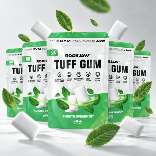 ROCKJAW Tuff Gum 2.0 (Stim-Free) + B Vitamins | Premium Ultra-Tough Jaw Gum
