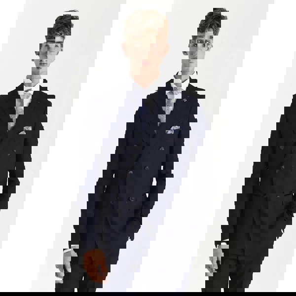 Paul Andrew Regent - Men's Navy Checked Double Breasted Blazer