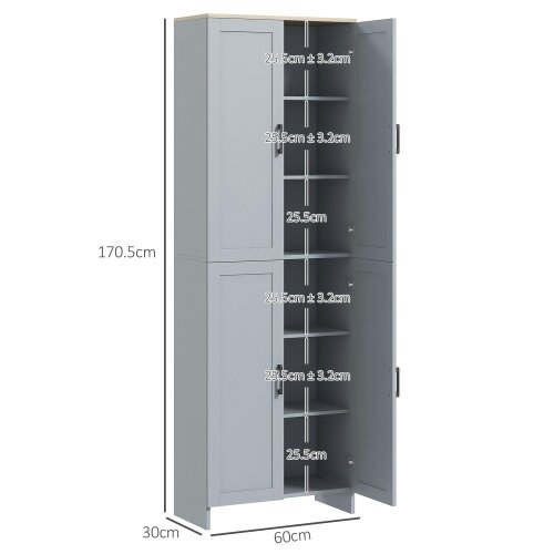 Wyld Haus Keketa 171cm Wooden Grey 4 Door Modern Kitchen Pantry Cabinet