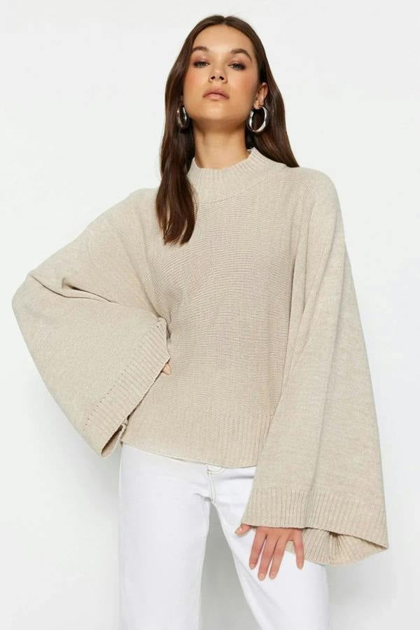 Hoxton Gal Oversized Flared Sleeve Knit Sweater