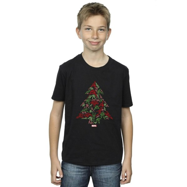 Marvel Boys Avengers Christmas Tree T-Shirt - Black