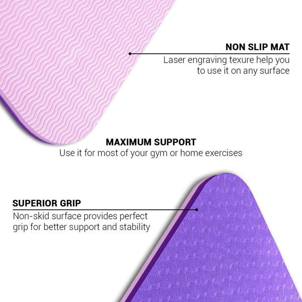 ROMIX Pro Yoga Mat with Alignment Lines, 6mm Non Slip Lightweight Exercise Mat with Carry Bag and Strap