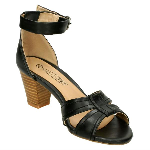 Spot On Ladies Spot On Heeled Ankle Strap Sandal with Stitched Vamp