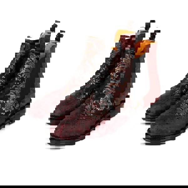 Embassy London Mamacita - Floral & Burgundy - Women's chelsea boot with wingtip brogue detail