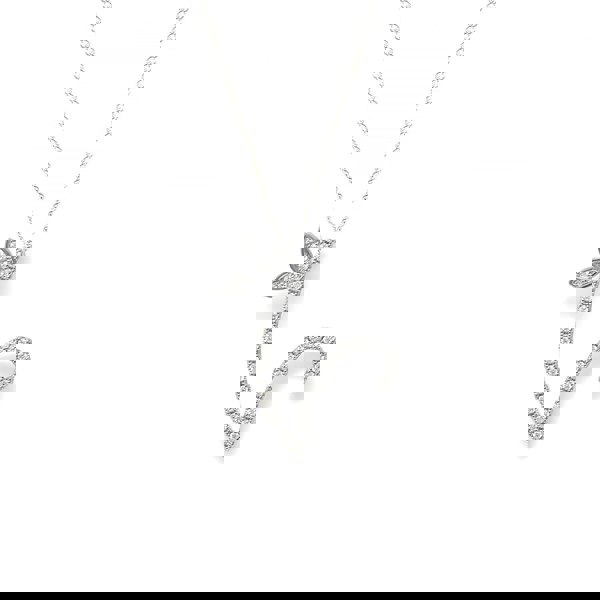 Say It With 1 Inch Winged Full CZ Stones Initial Necklace - Sterling Silver