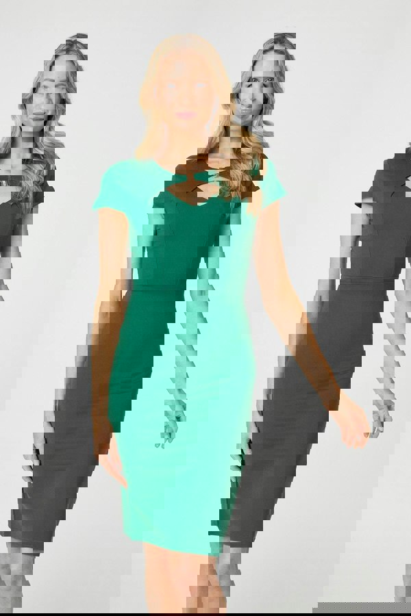 Green | Cut Out Detail Knee Length Bodycon Dress