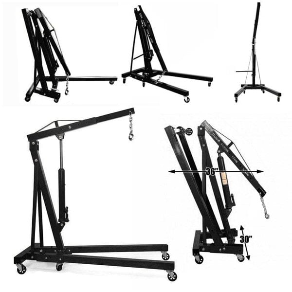 Portable Hydraulic Engine Crane 2 Ton 4400lb Folding Hoist with Hooks Living and Home