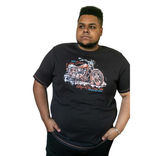 Duke Mens D555 Lorne Motorbike Crew Neck Kingsize T-Shirt - Washed Black - 