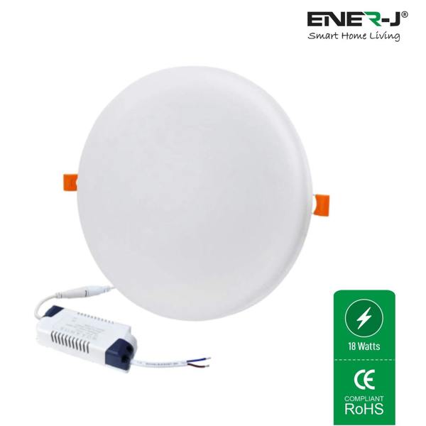 ENER-J Pack of 4 12W Frameless Recessed-Surface Super LED Panel Downlights, 105mm, Round, 2 Years Warranty - 6000K