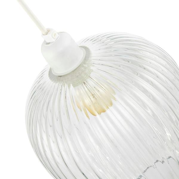 Modern Transparent Mini Line Ribbed Glass Pendant Ceiling Lamp Shade Image 3