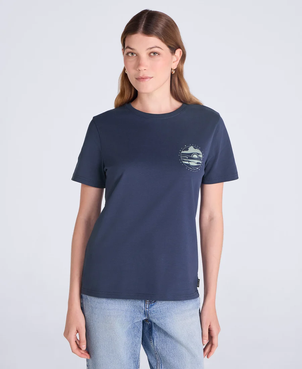 Animal Womens Carina Waves Cotton Relaxed Fit T-Shirt - Dark Blue