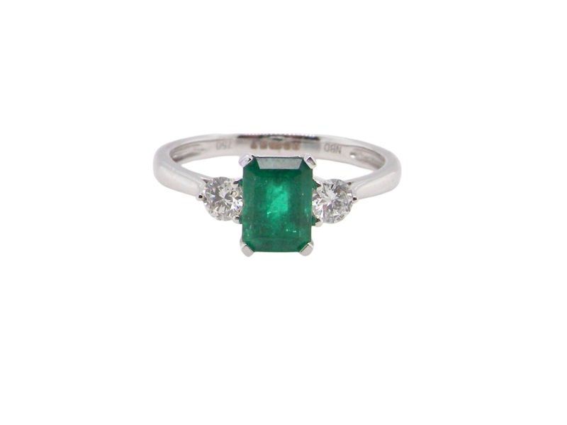 Vintage Tom Three Stone Emerald & Diamond Ring